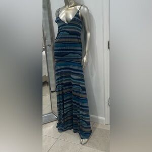 Pookie & Sebastian multi turquoise long maxi dress size M